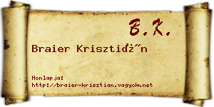 Braier Krisztián névjegykártya