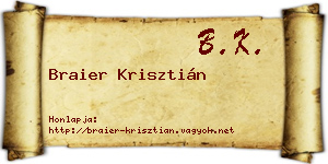 Braier Krisztián névjegykártya